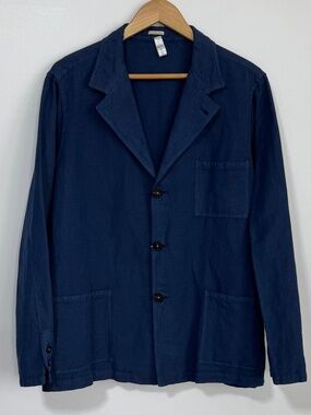 Massimo Alba Men’s Baglietto Linen-Cotton Unstructured Blazer in Navy, size L